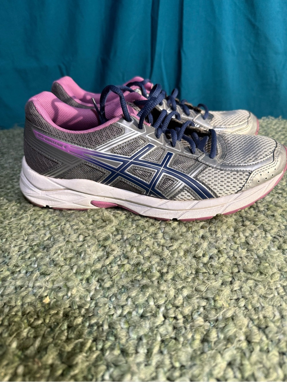 ASICS Women's Gray and Pink Athletic Running Shoes